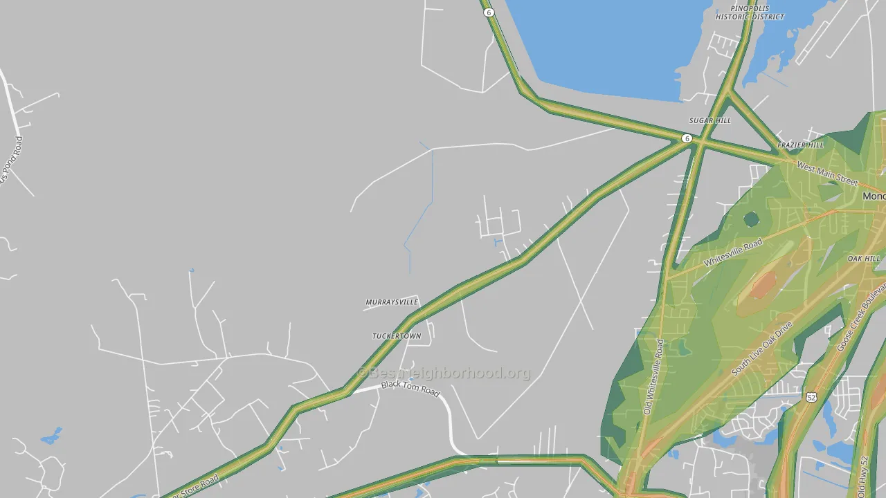 Murraysville, SC Map of Noise Levels in Murraysville