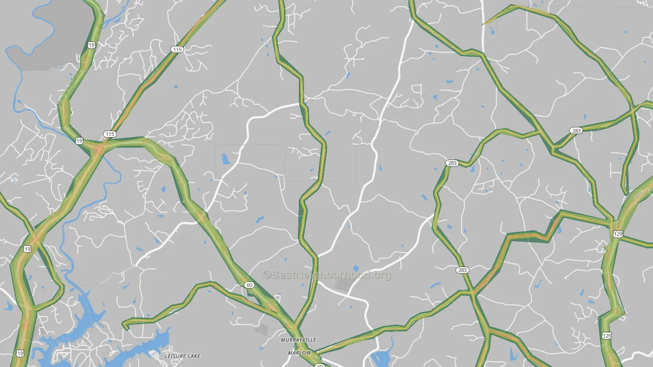 Murrayville, GA Map of Noise Levels in Murrayville