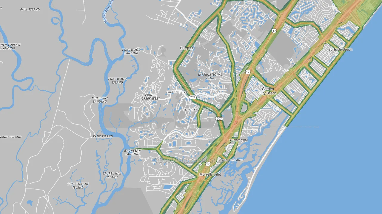 Murrells Inlet, SC Map of Noise Levels in Murrells Inlet