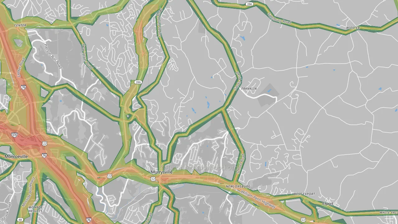 Murrysville, PA Map of Noise Levels in Murrysville