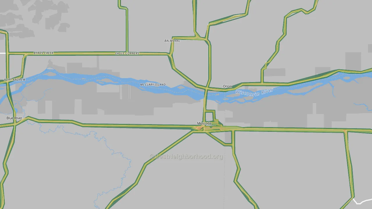 Muscoda, WI Map of Noise Levels in Muscoda