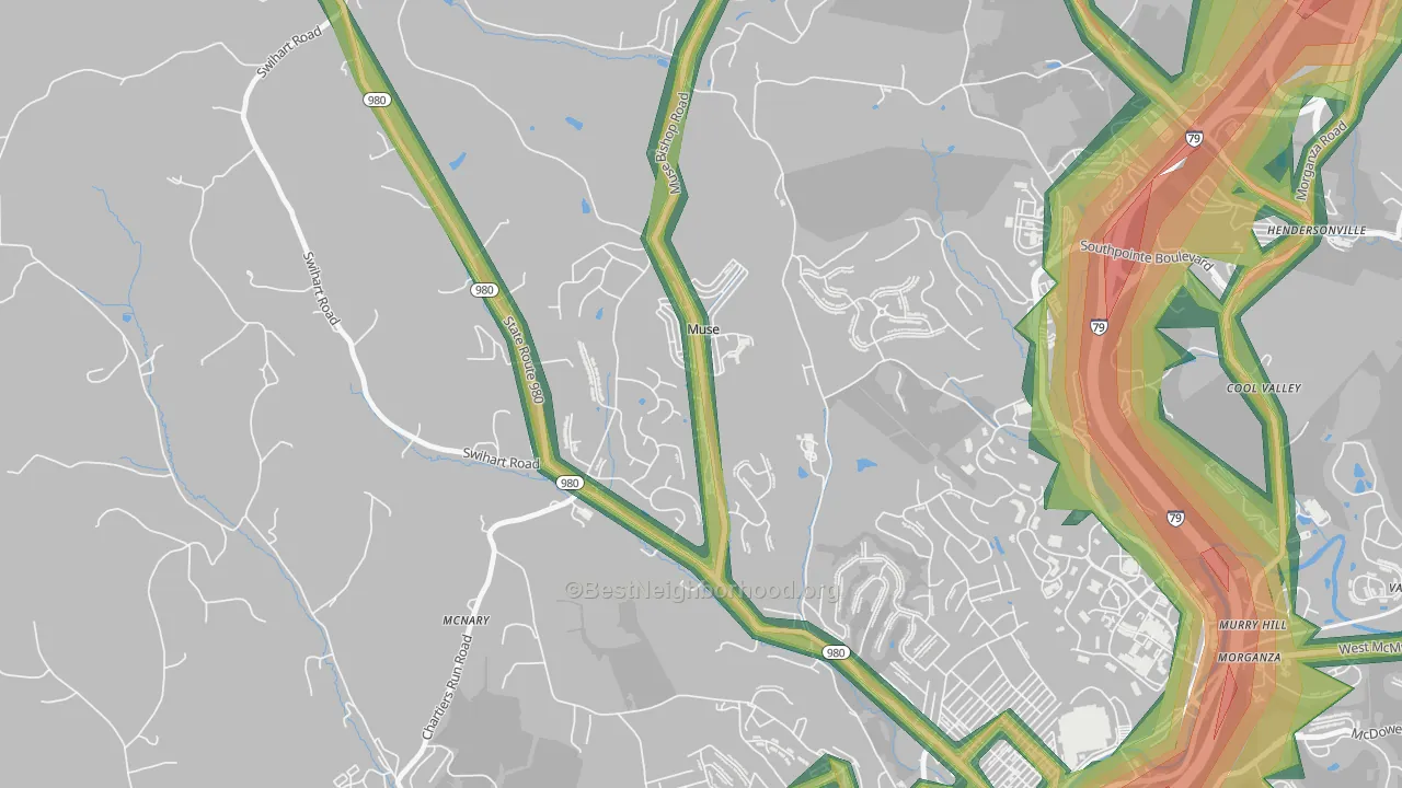 Muse, PA Map of Noise Levels in Muse