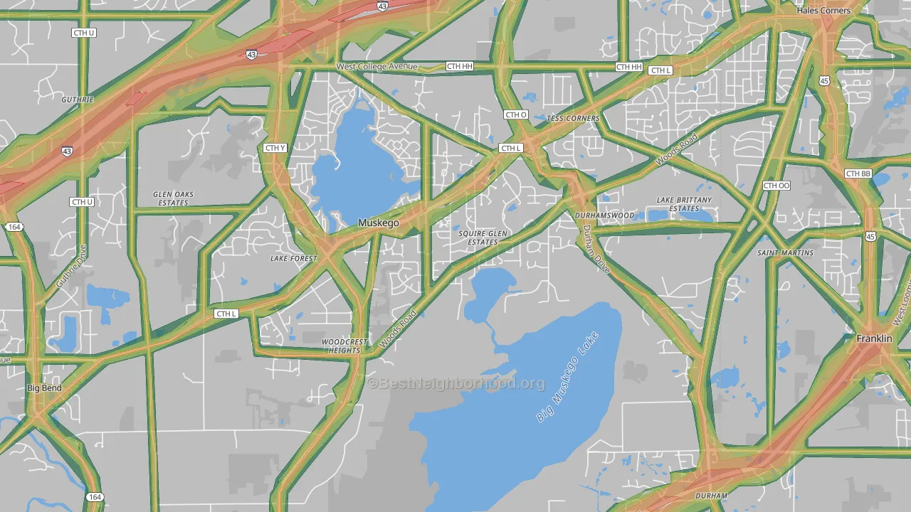 Muskego, WI Map of Noise Levels in Muskego