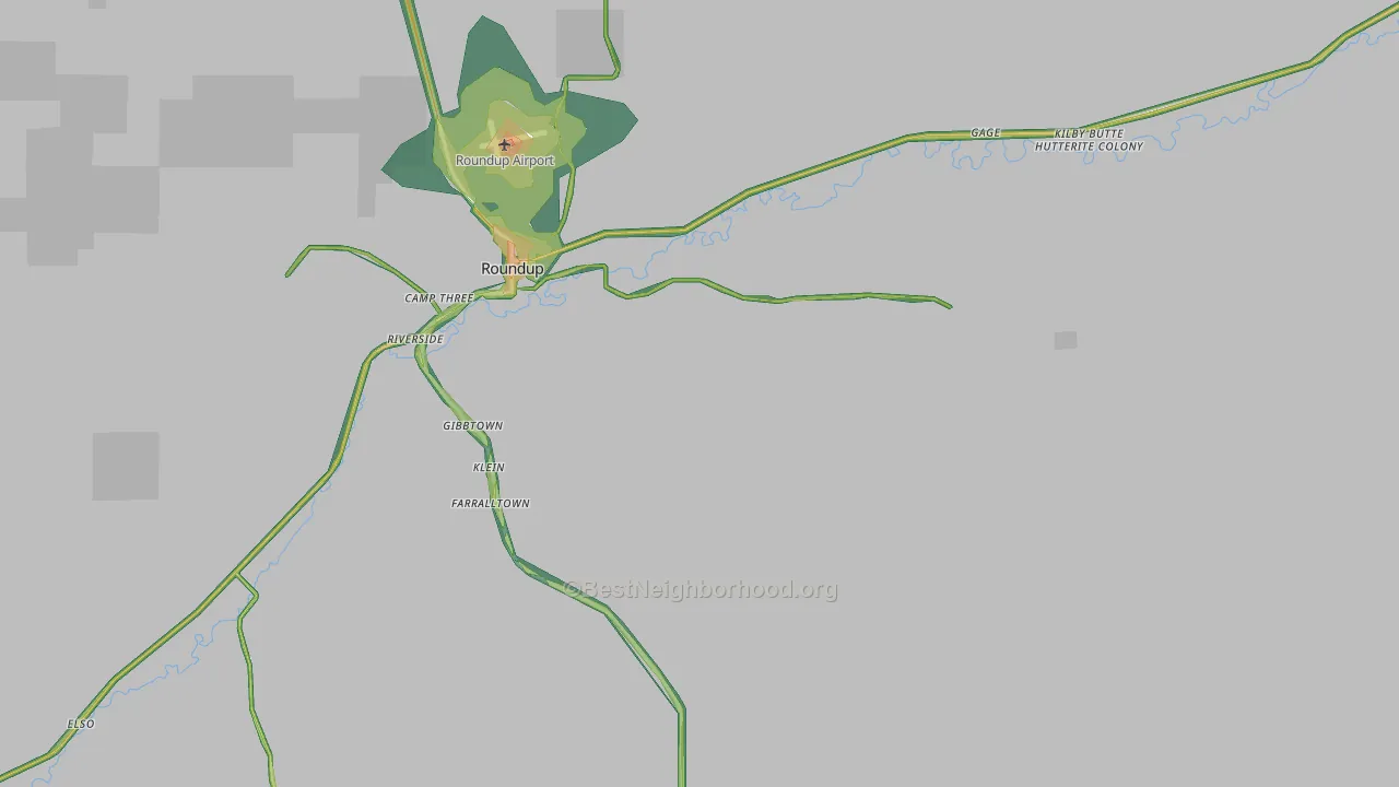 Musselshell County, MT Map of Noise Levels in Musselshell County