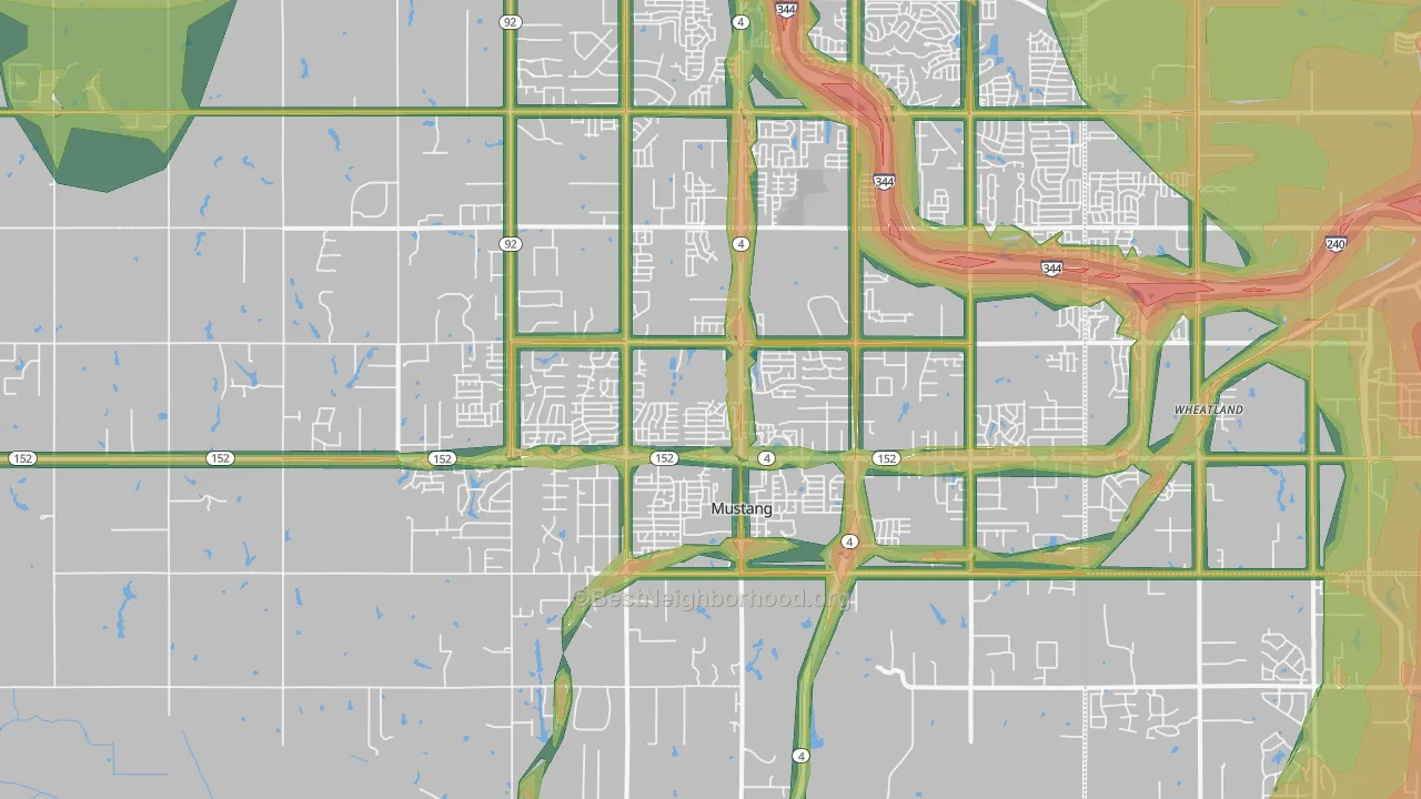 Mustang, OK Map of Noise Levels in Mustang