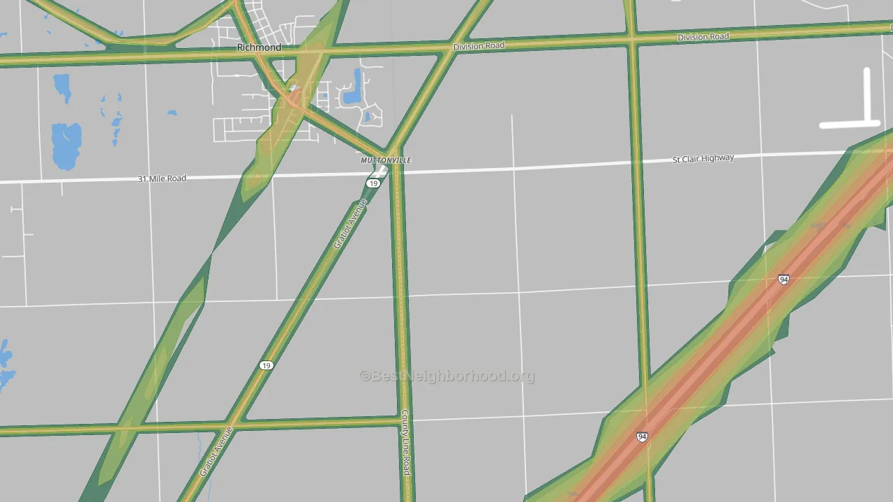 Muttonville, MI Map of Noise Levels in Muttonville