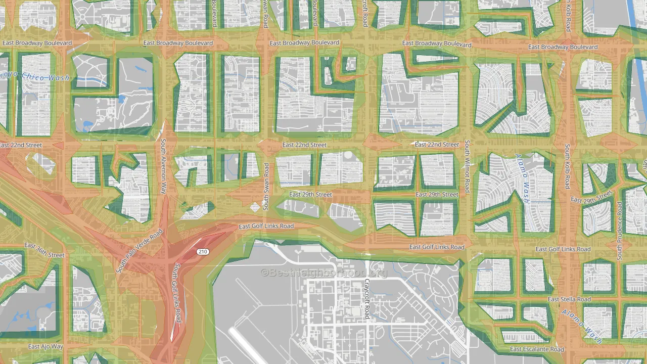 Myers, Tucson, AZ Map of Noise Levels in Myers
