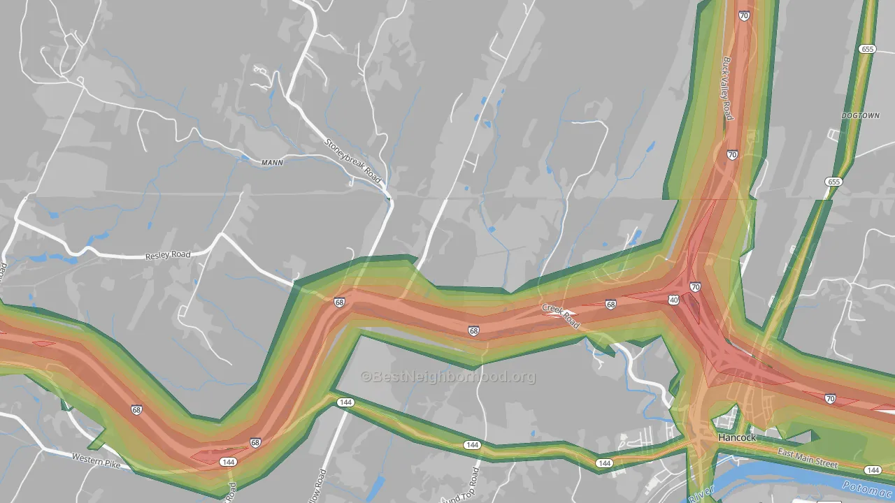 Myersdale, MD Map of Noise Levels in Myersdale