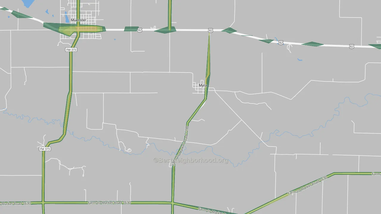 Myra, TX Map of Noise Levels in Myra