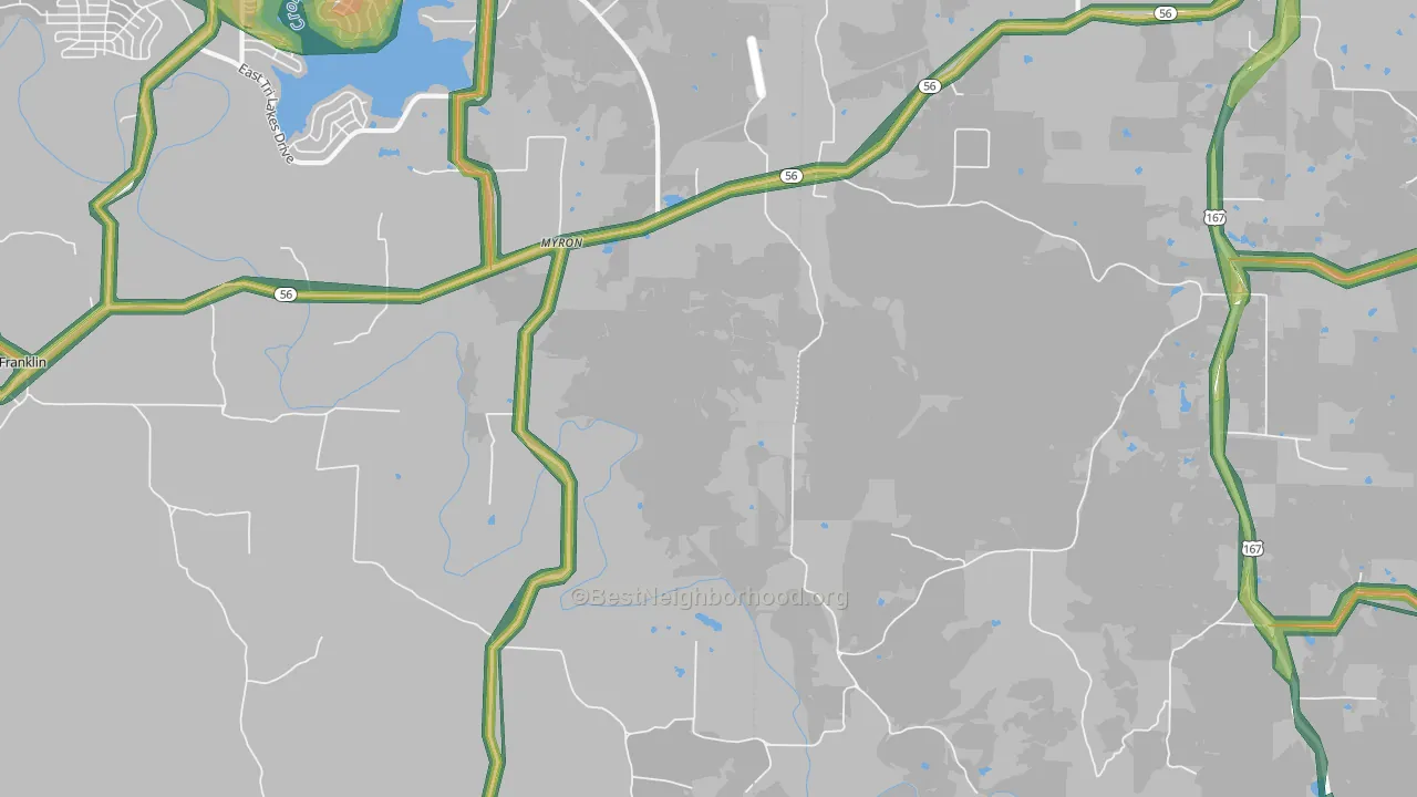 Myron, AR Map of Noise Levels in Myron