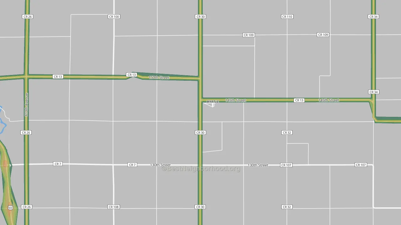 Myrtle, MN Map of Noise Levels in Myrtle