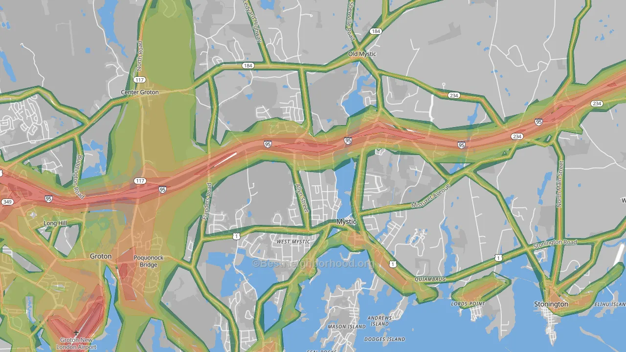 Mystic, CT Map of Noise Levels in Mystic