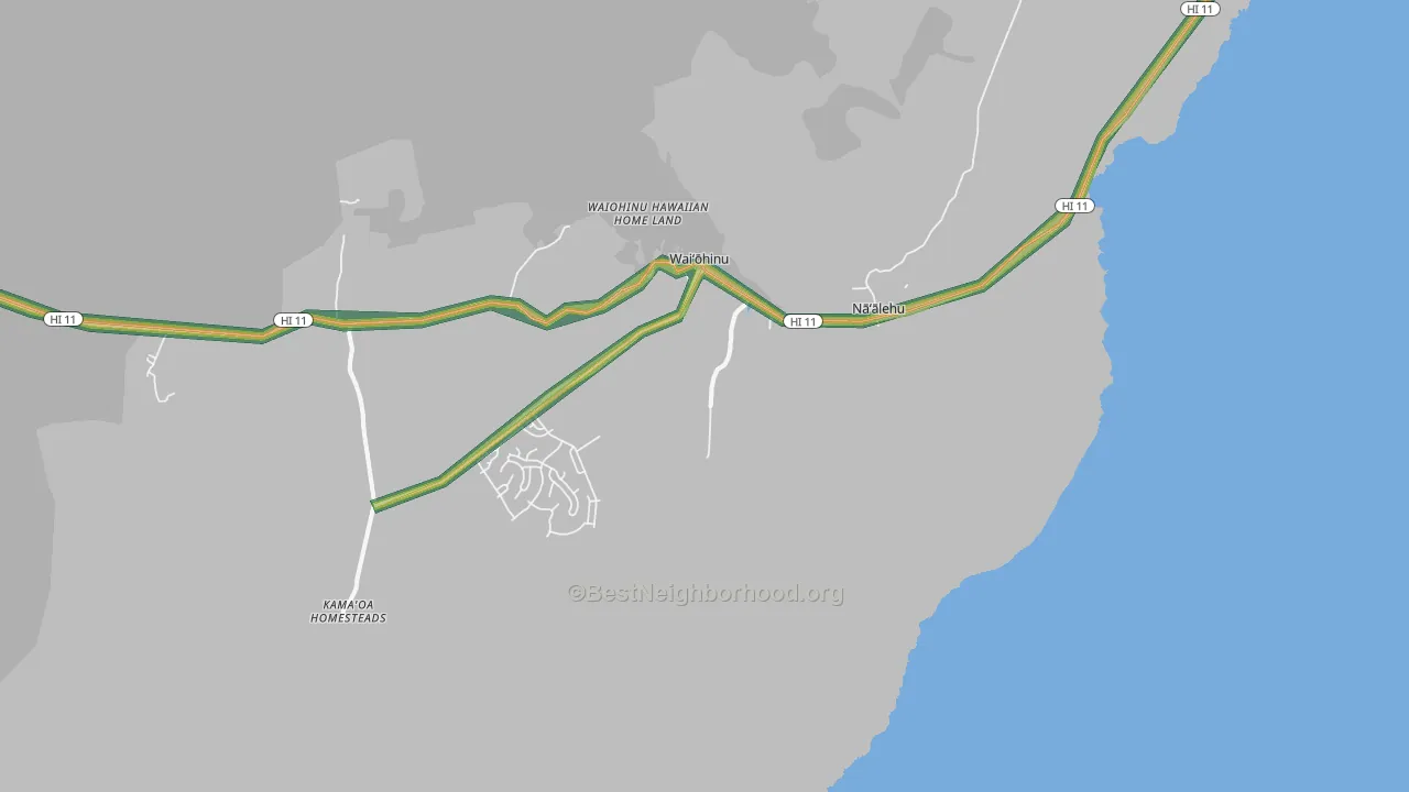 Naalehu, HI Map of Noise Levels in Naalehu