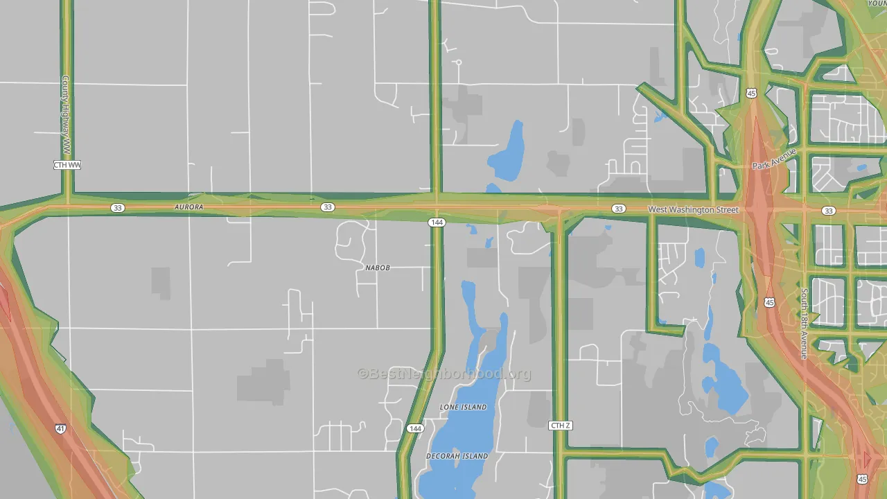 Nabob, WI Map of Noise Levels in Nabob