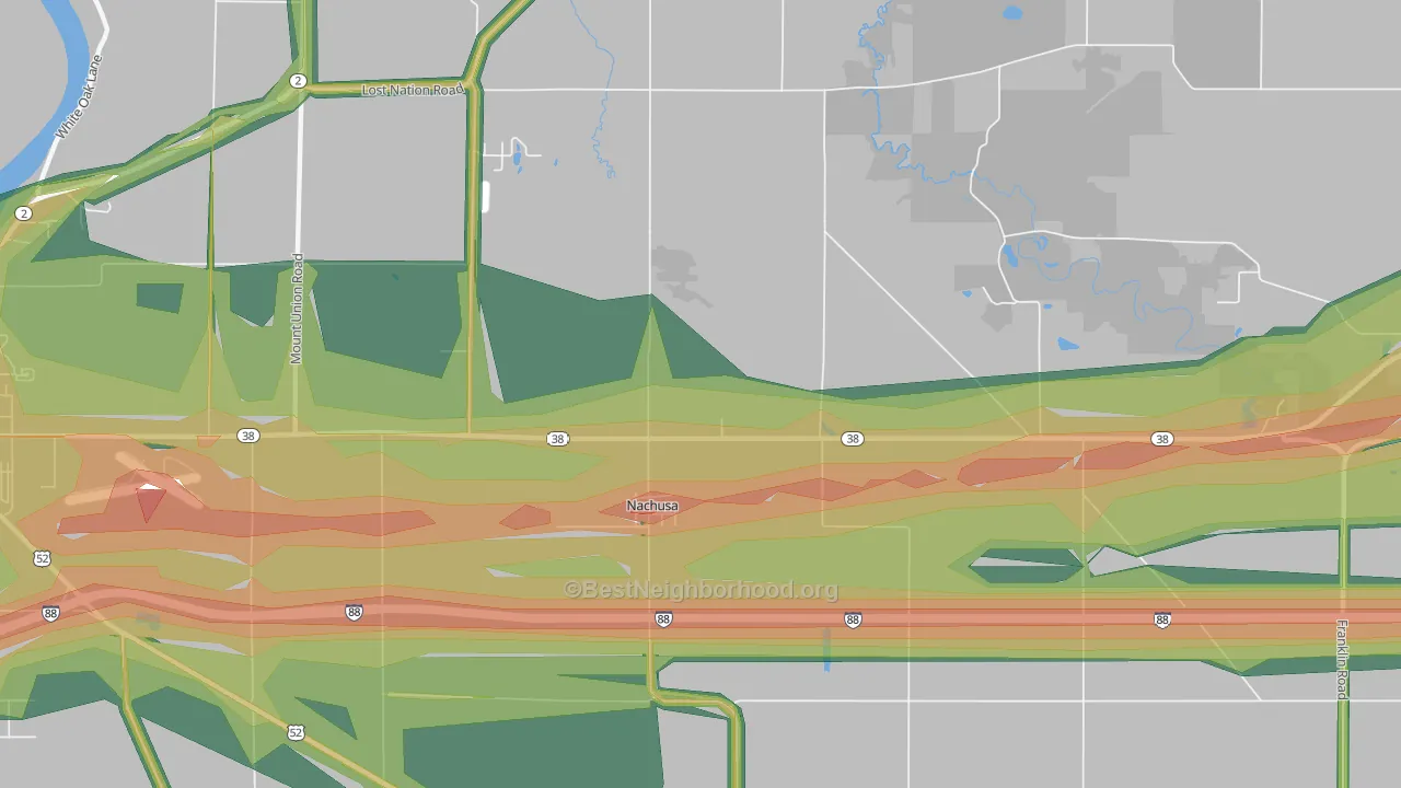 Nachusa, IL Map of Noise Levels in Nachusa