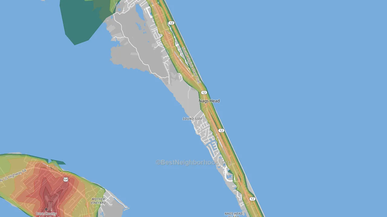 Nags Head, NC Map of Noise Levels in Nags Head