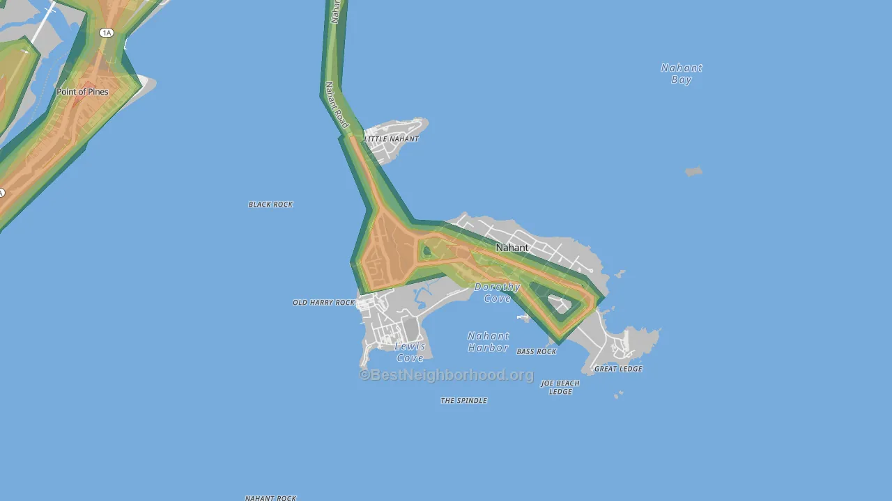 Nahant, MA Map of Noise Levels in Nahant