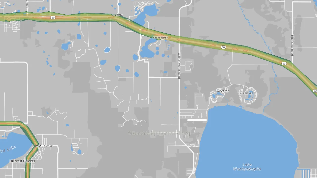 Nalcrest, FL Map of Noise Levels in Nalcrest