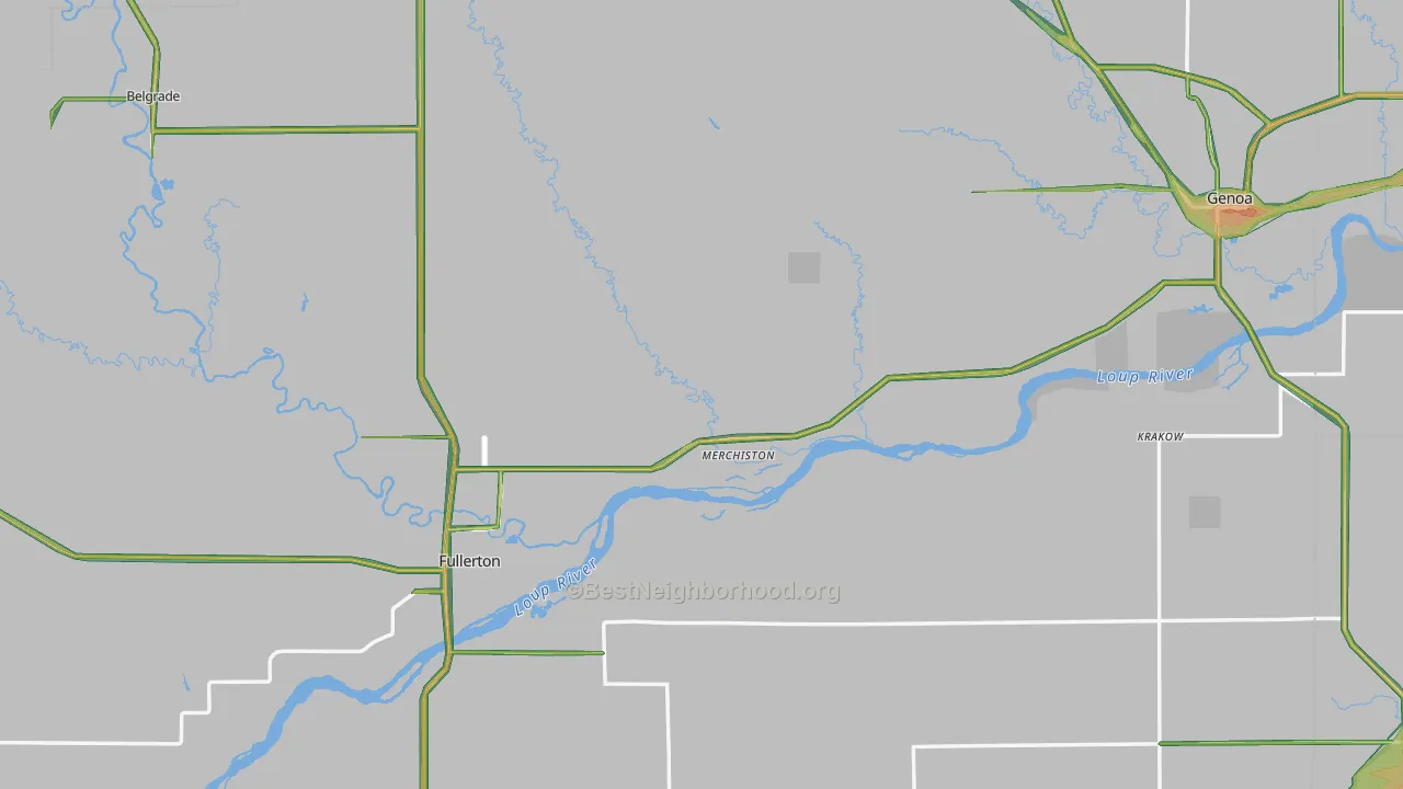 Nance County, NE Map of Noise Levels in Nance County