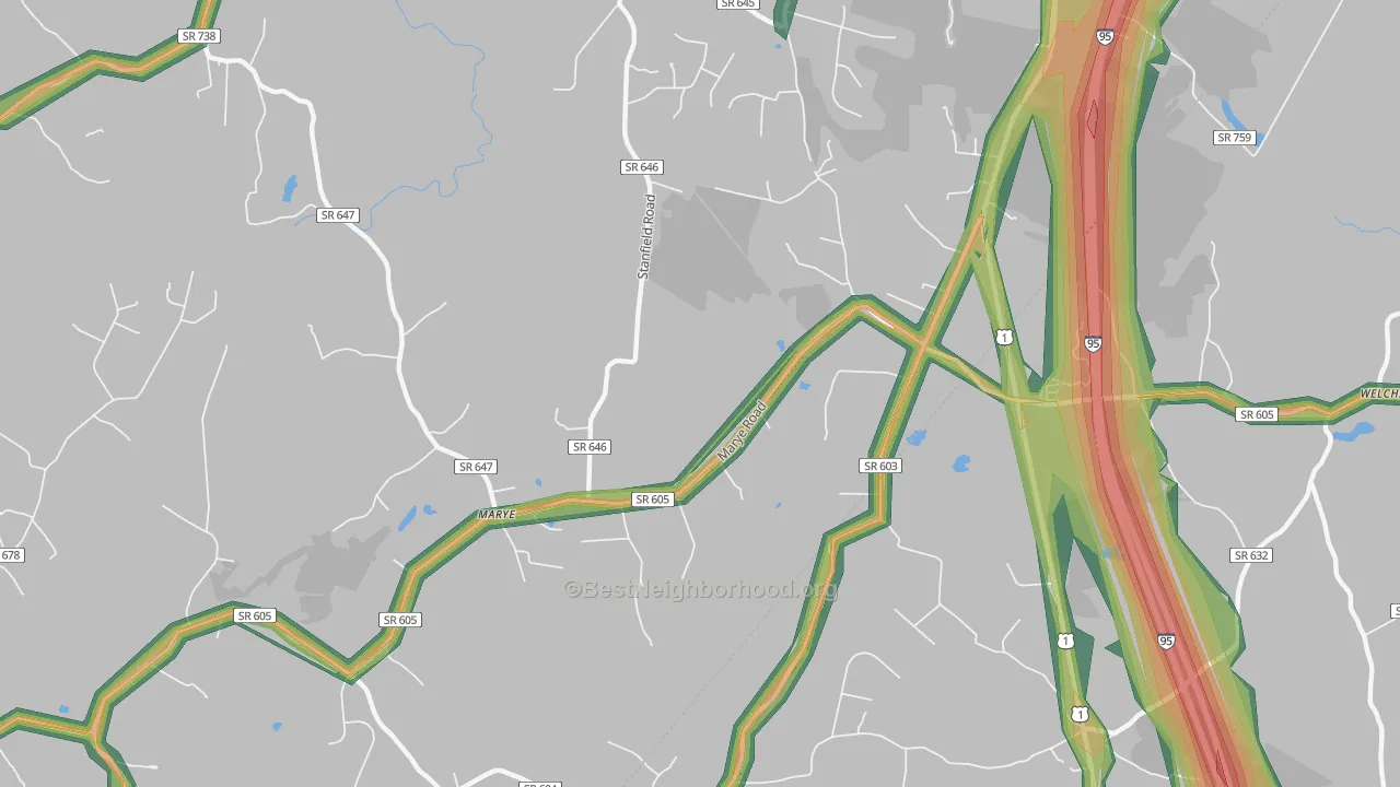 Nancy Wrights Corner, VA Map of Noise Levels in Nancy Wrights Corner