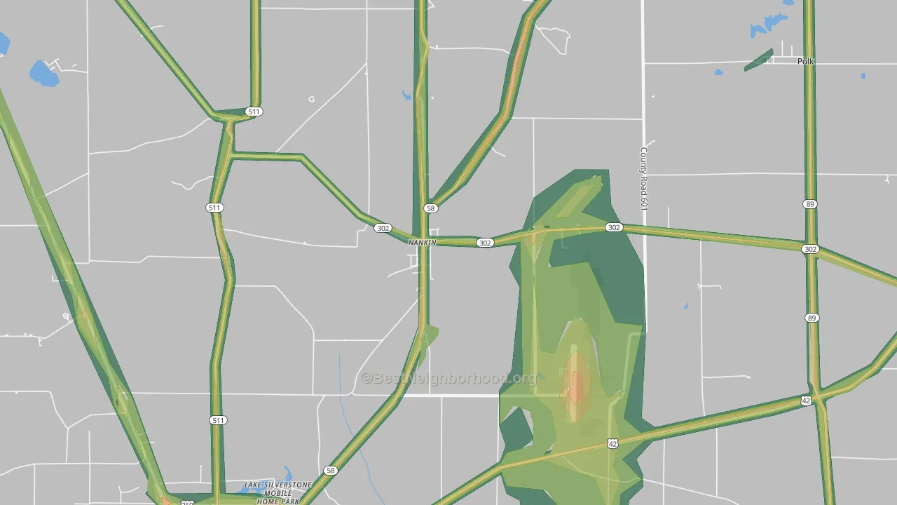 Nankin, OH Map of Noise Levels in Nankin