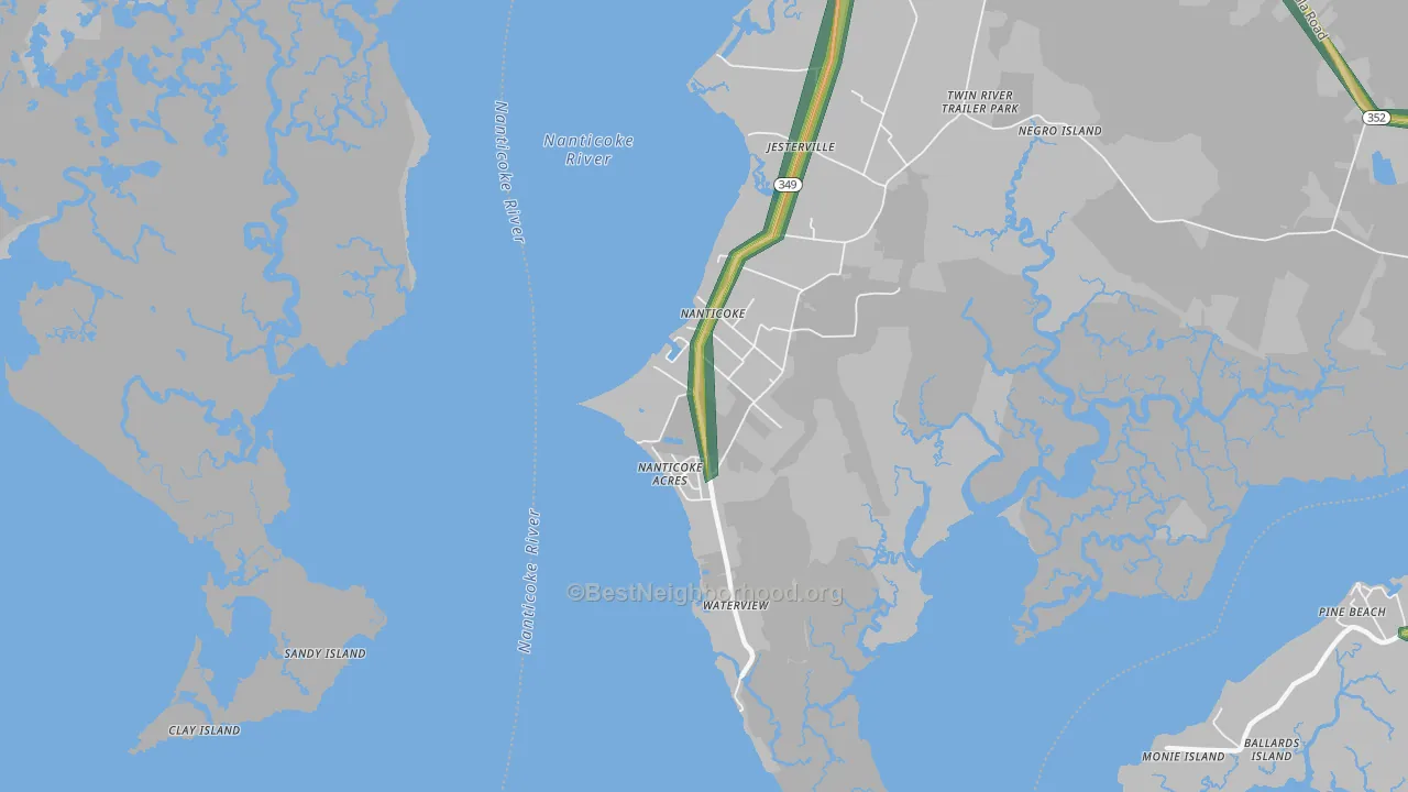Nanticoke, MD Map of Noise Levels in Nanticoke