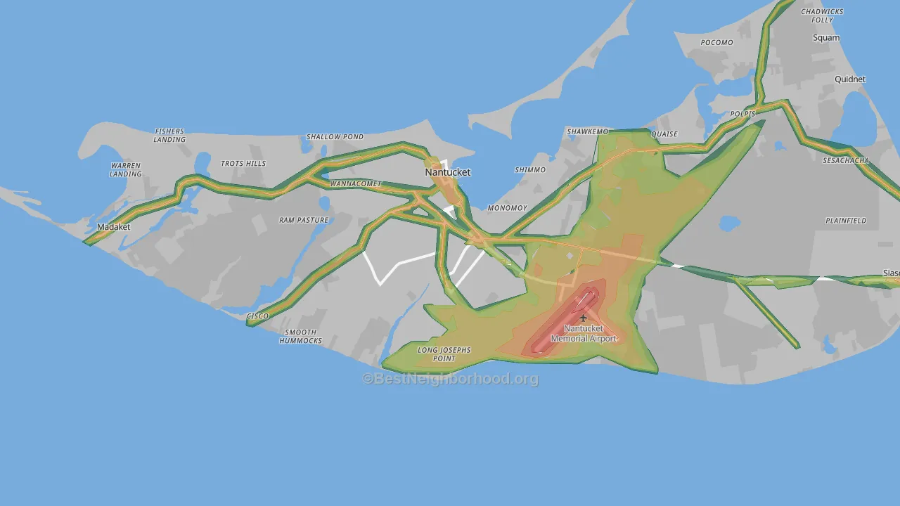 Nantucket, MA Map of Noise Levels in Nantucket