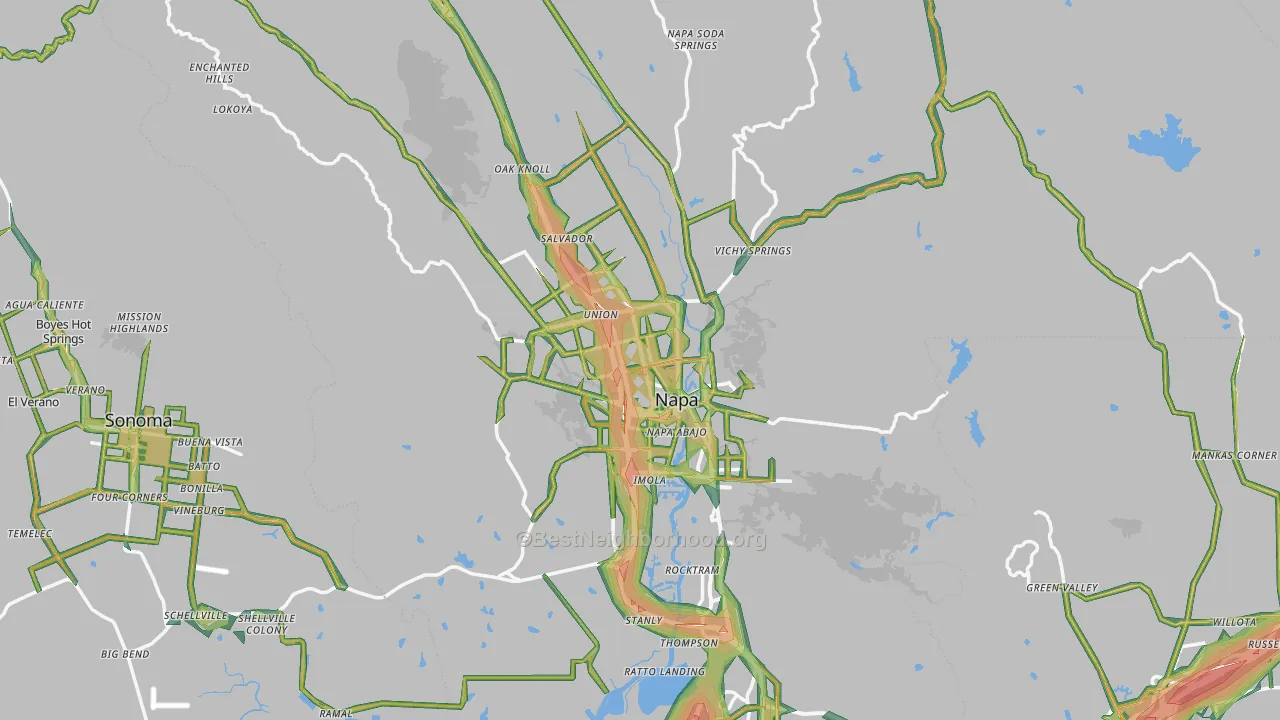 Napa, CA Map of Noise Levels in Napa