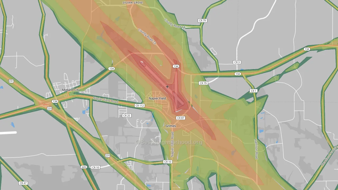 Napier Field, AL Map of Noise Levels in Napier Field