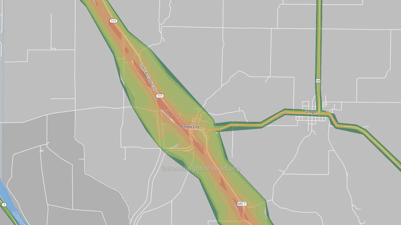 Napier, MO Map of Noise Levels in Napier
