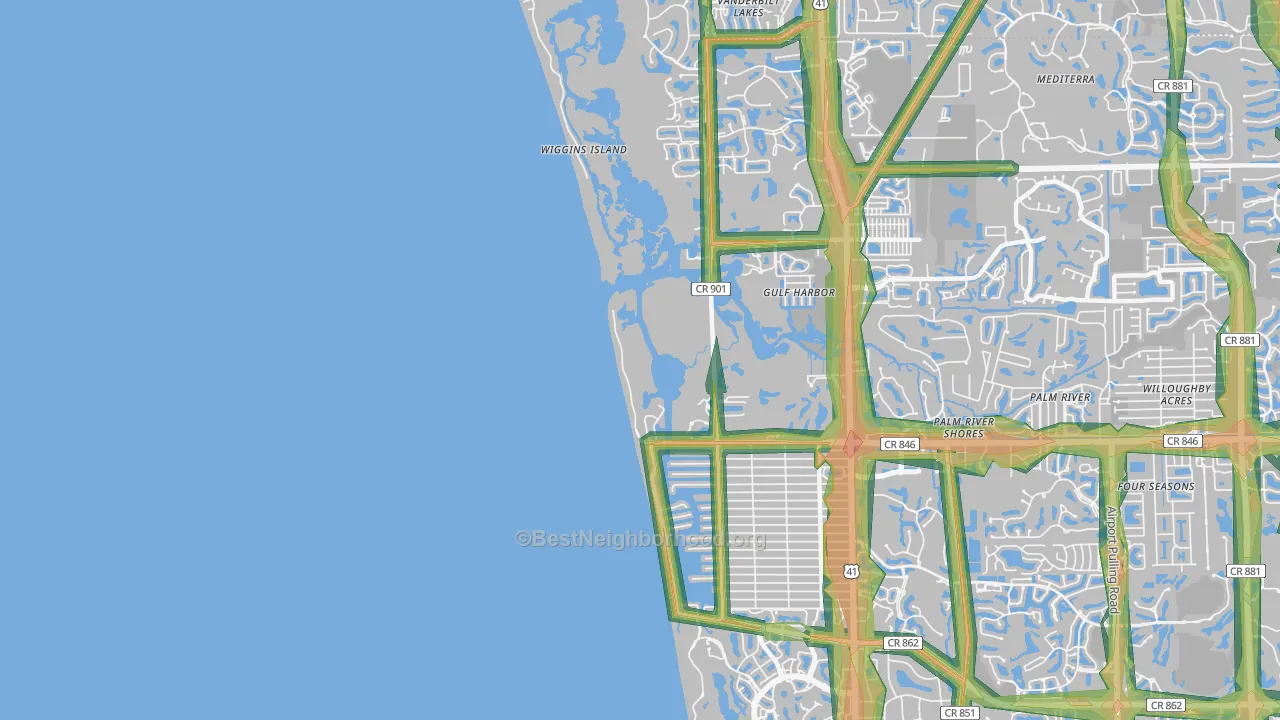 Naples Park, FL Map of Noise Levels in Naples Park