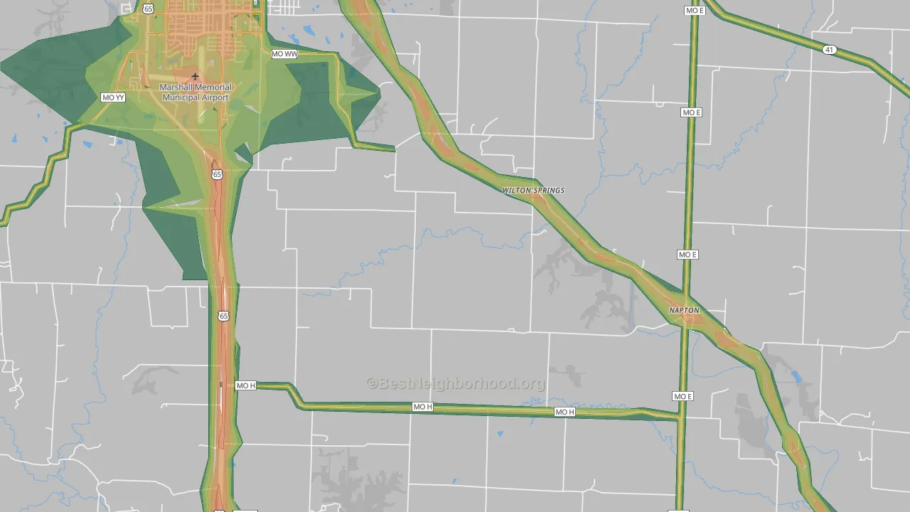 Napton, MO Map of Noise Levels in Napton