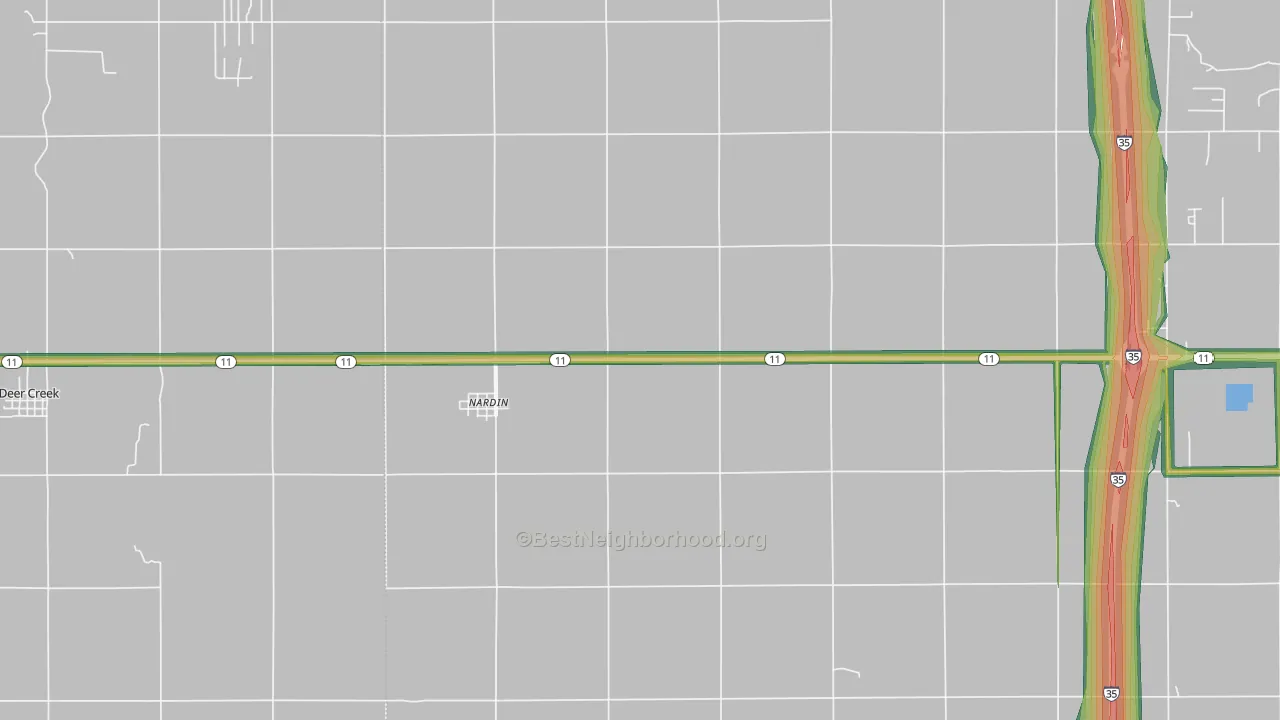 Nardin, OK Map of Noise Levels in Nardin