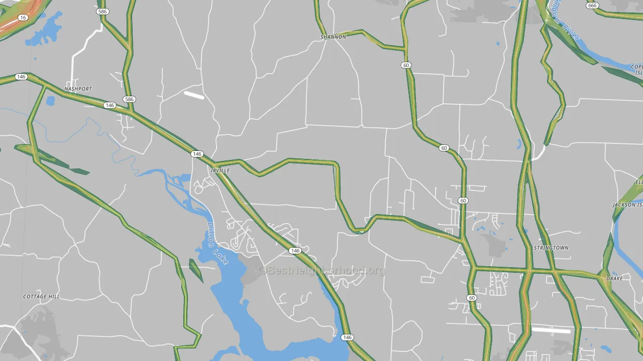 Nashport, OH Map of Noise Levels in Nashport
