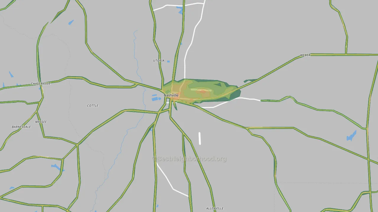 Nashville, GA Map of Noise Levels in Nashville