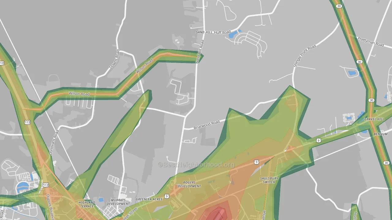 Nassau, DE Map of Noise Levels in Nassau