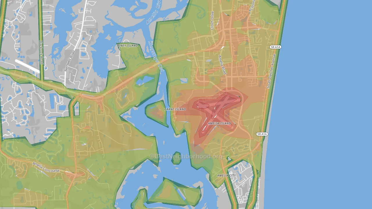 Nassau Village, FL Map of Noise Levels in Nassau Village