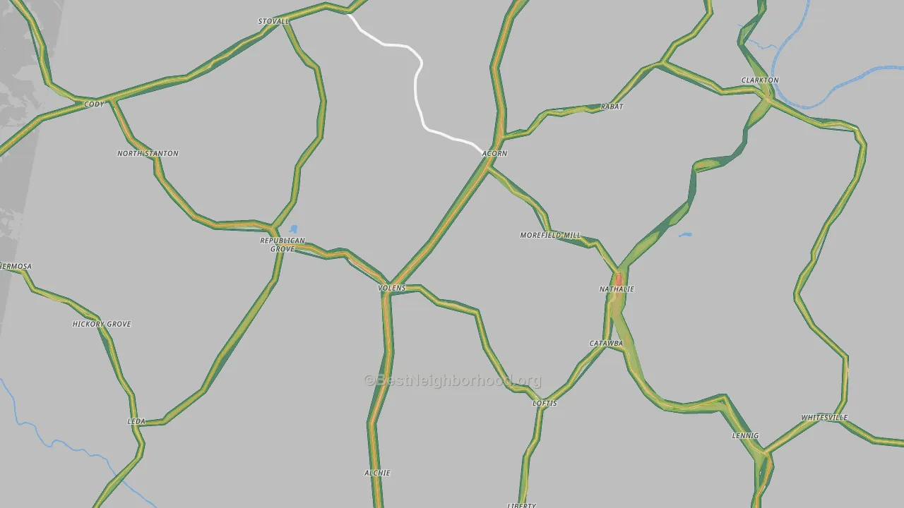 Nathalie, VA Map of Noise Levels in Nathalie