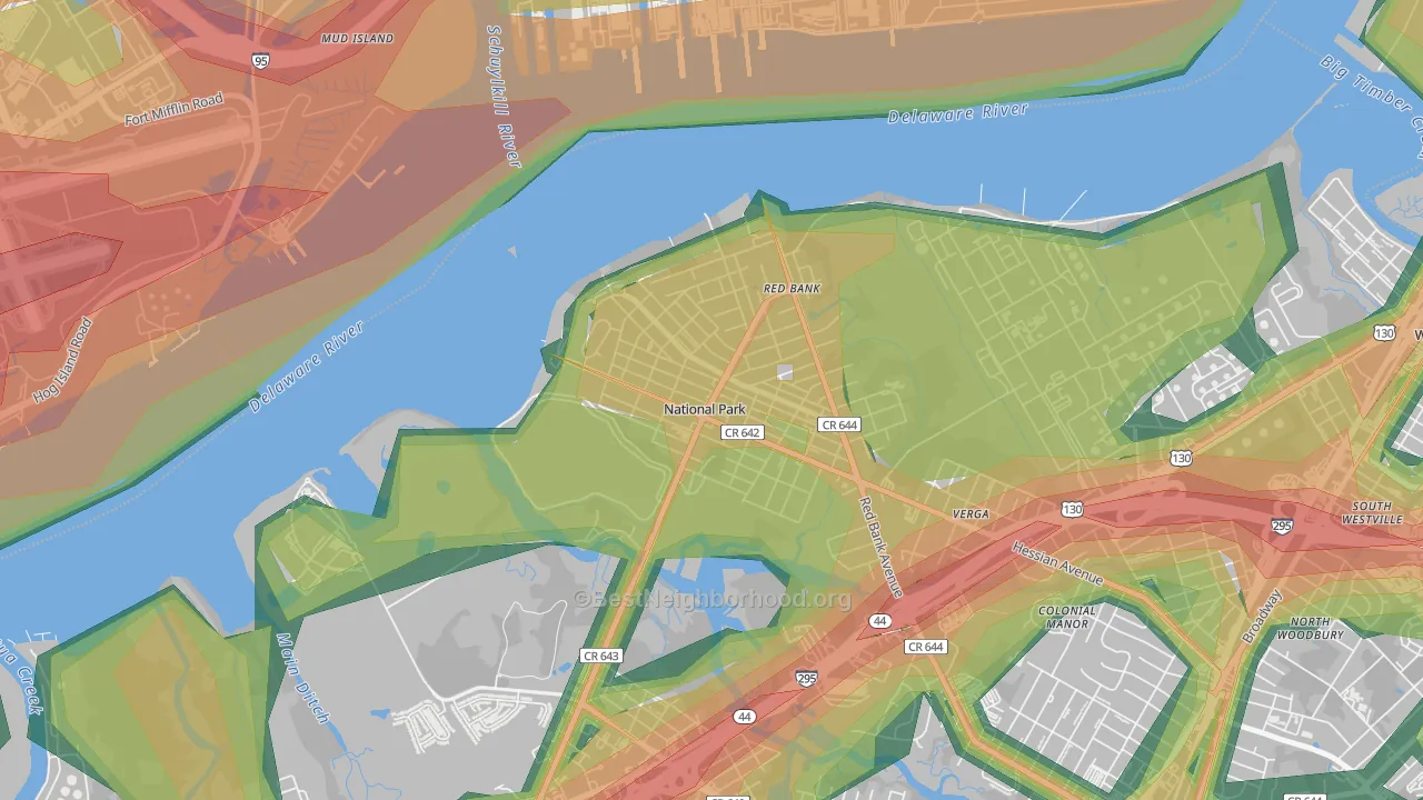 National Park, NJ Map of Noise Levels in National Park