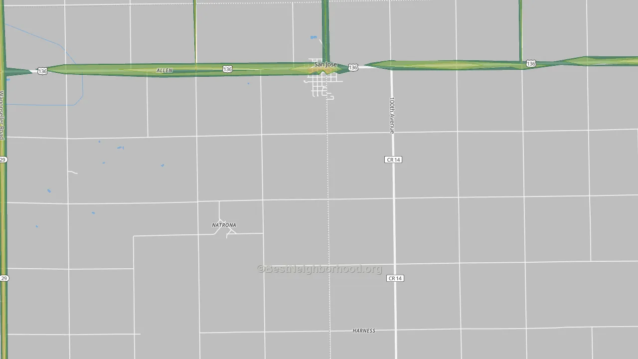 Natrona, IL Map of Noise Levels in Natrona
