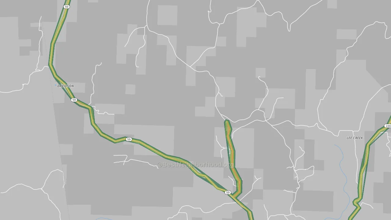 Natural Dam, AR Map of Noise Levels in Natural Dam