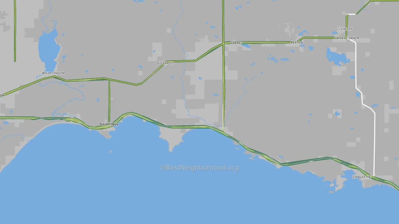 Naubinway, MI Map of Noise Levels in Naubinway