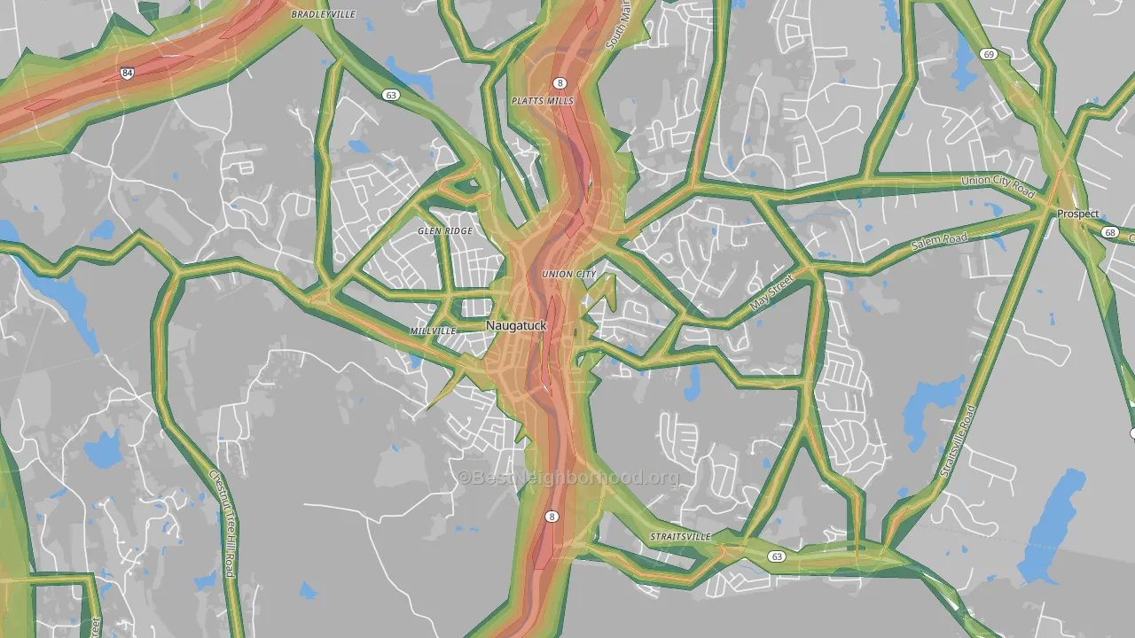 Naugatuck, CT Map of Noise Levels in Naugatuck