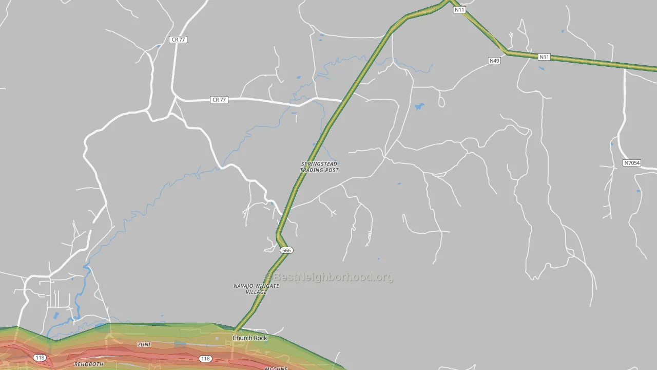 Navajo Wingate Village, NM Map of Noise Levels in Navajo Wingate Village