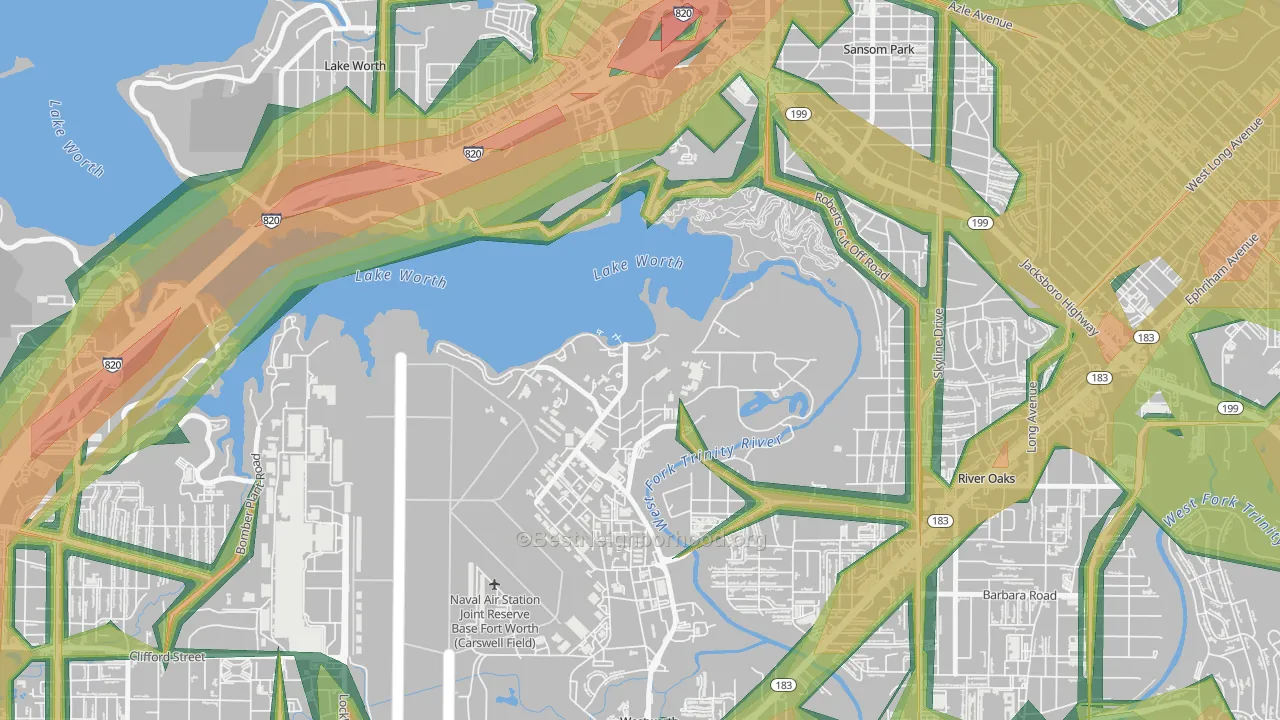 Naval Air Station JRB, TX Map of Noise Levels in Naval Air Station JRB