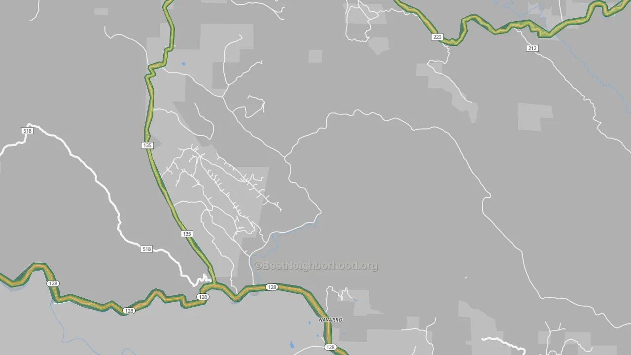 Navarro, CA Map of Noise Levels in Navarro