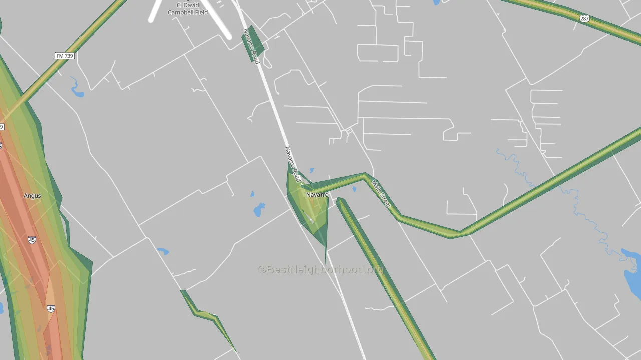 Navarro, TX Map of Noise Levels in Navarro