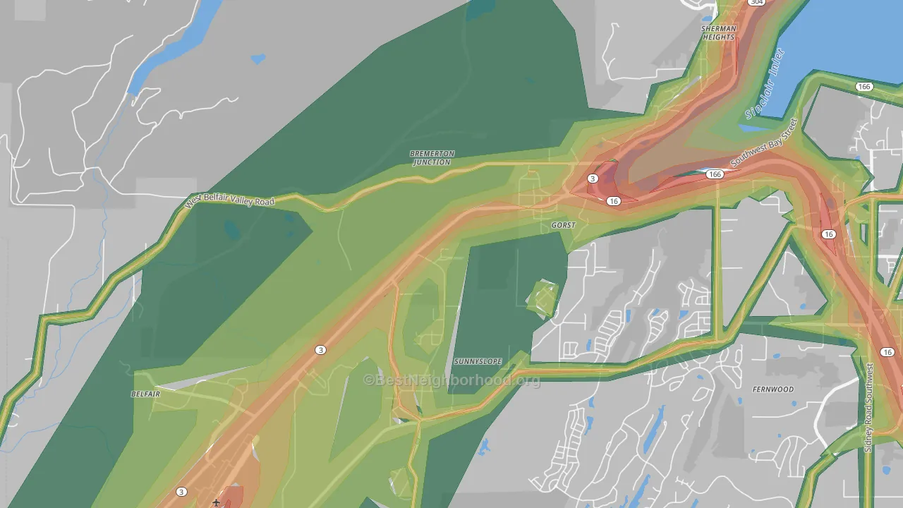 Navy Yard City, WA Map of Noise Levels in Navy Yard City