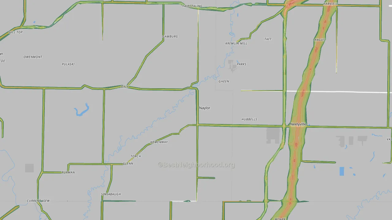 Naylor, MO Map of Noise Levels in Naylor