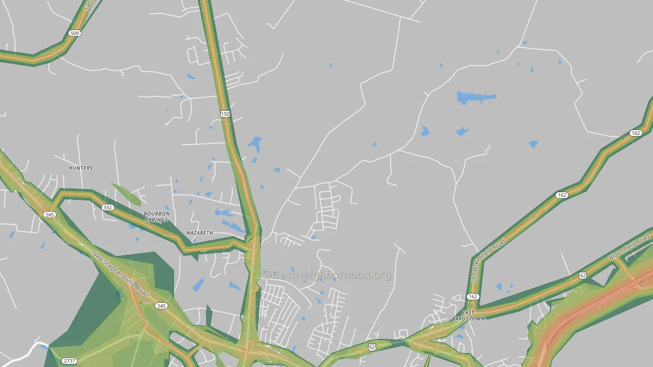 Nazareth, KY Map of Noise Levels in Nazareth